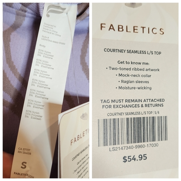 NWT Fabletics Purple Seamless Top and High Waist Leggings Size XS/S - Picture 5 of 16